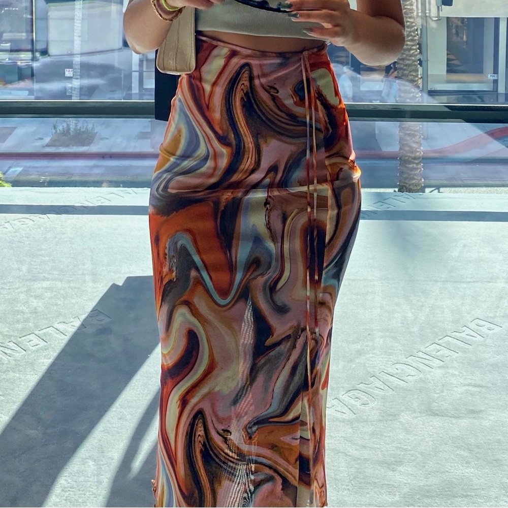 Zara Swirl Pattern Maxi Skirt